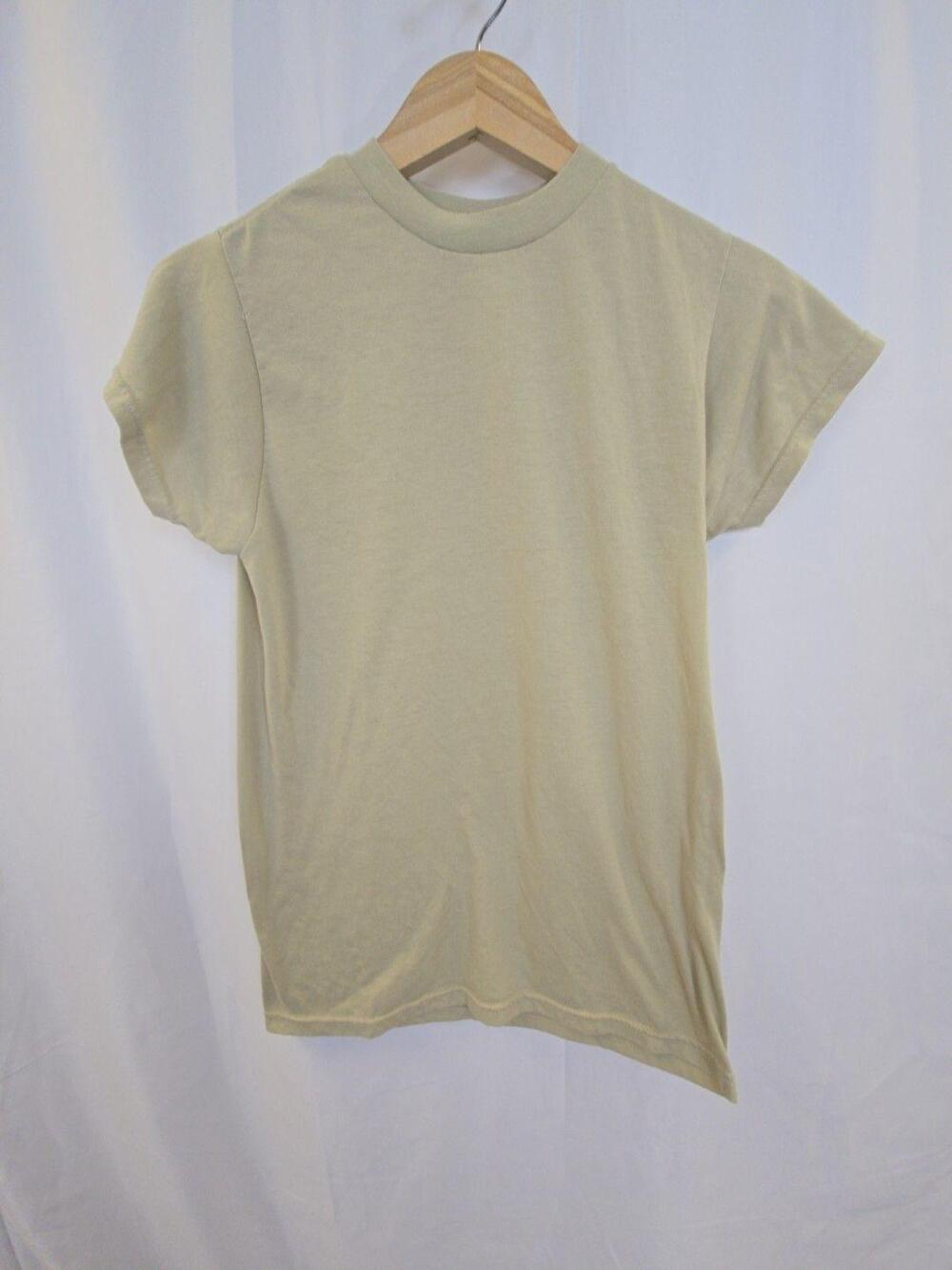 Skilcraft Shirt Mens Small Beige Solid Crew Neck Short Sleeve Basic Tee Top